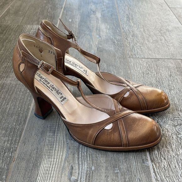 Charles David by Nathalie M. Vintage Leather Heel made in Italy (37.5) - Picture 2 of 8
